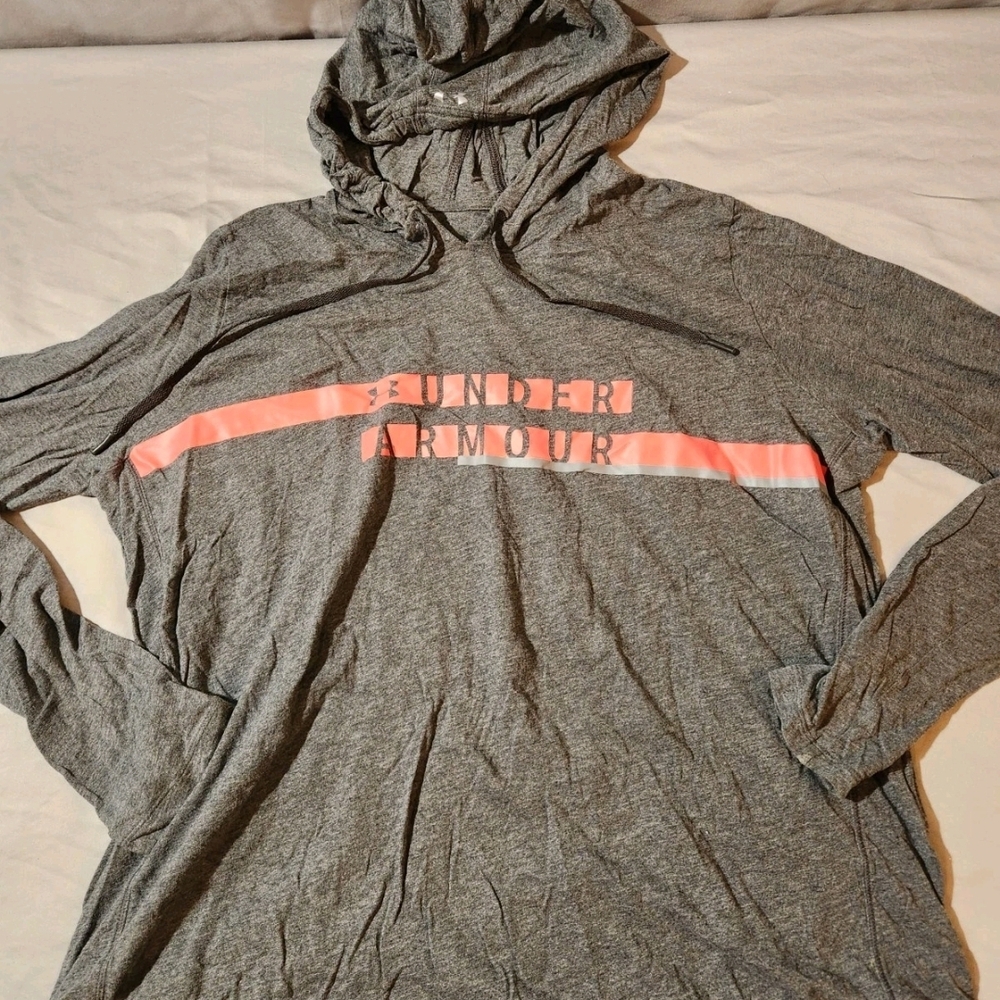 Under Armour Gray Hoodie with Pink Stripe